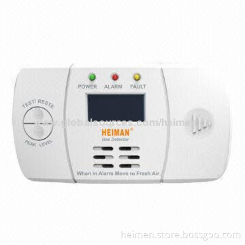 1.5V AA battery operated CO alarm with Figaro electrochemical sensor, LCD display